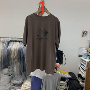 韩国东大门2026春季 TAN COMO宽松纯色休闲圆领印花短袖 T恤女 新款