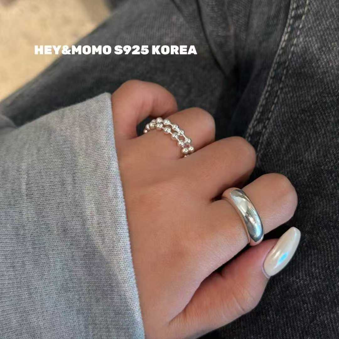 韩国东大门2025momo时尚925银百搭开口戒指
