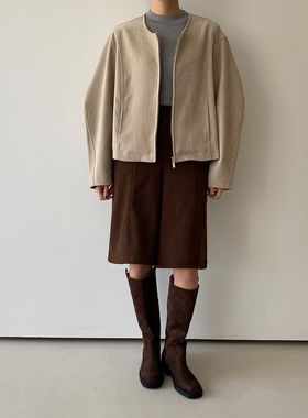 韩国东大门代购2025新品Neutra圆领拉链短外套女