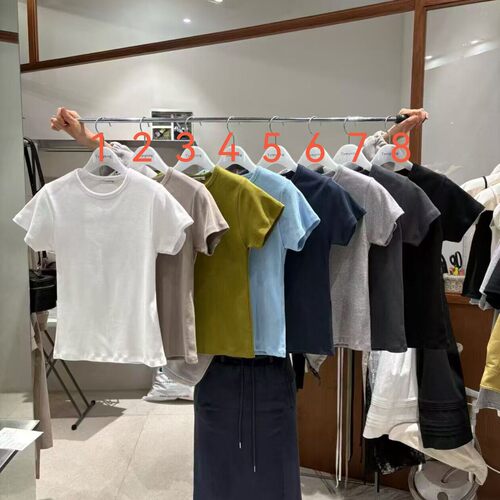 东大门韩系百搭圆领纯色短袖T恤