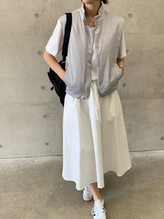 韩国东大门代购2025春新款时cobalt blue 立领风衣背心马甲