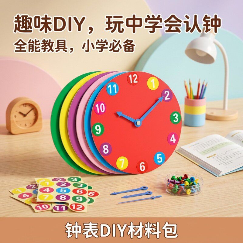 钟表小学生专用diy材料儿童手工自制时钟一年级认识时间教学教具