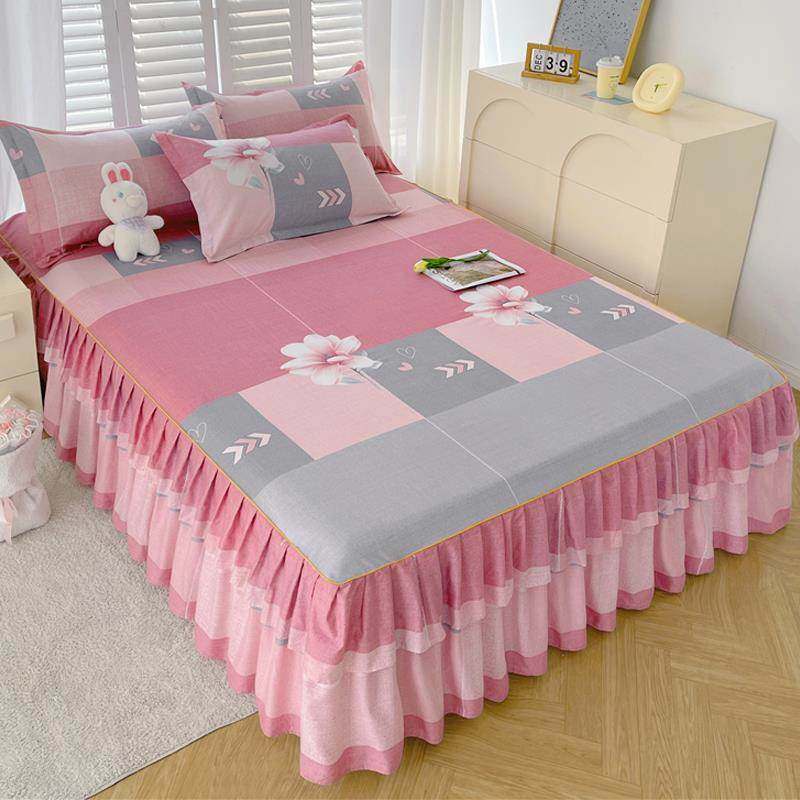 韩版全棉床裙床罩单件纯棉裙式床单床笠三件套床套四季防滑保护套