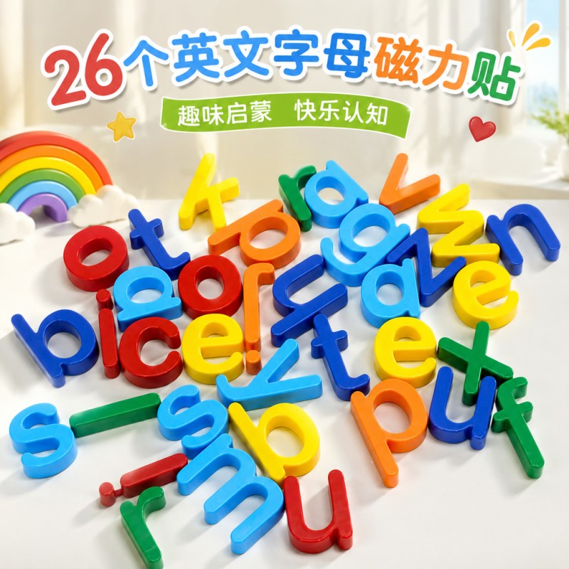 字母磁力贴冰箱贴黑板磁吸片儿童早教益智教学玩具大号装饰软磁贴