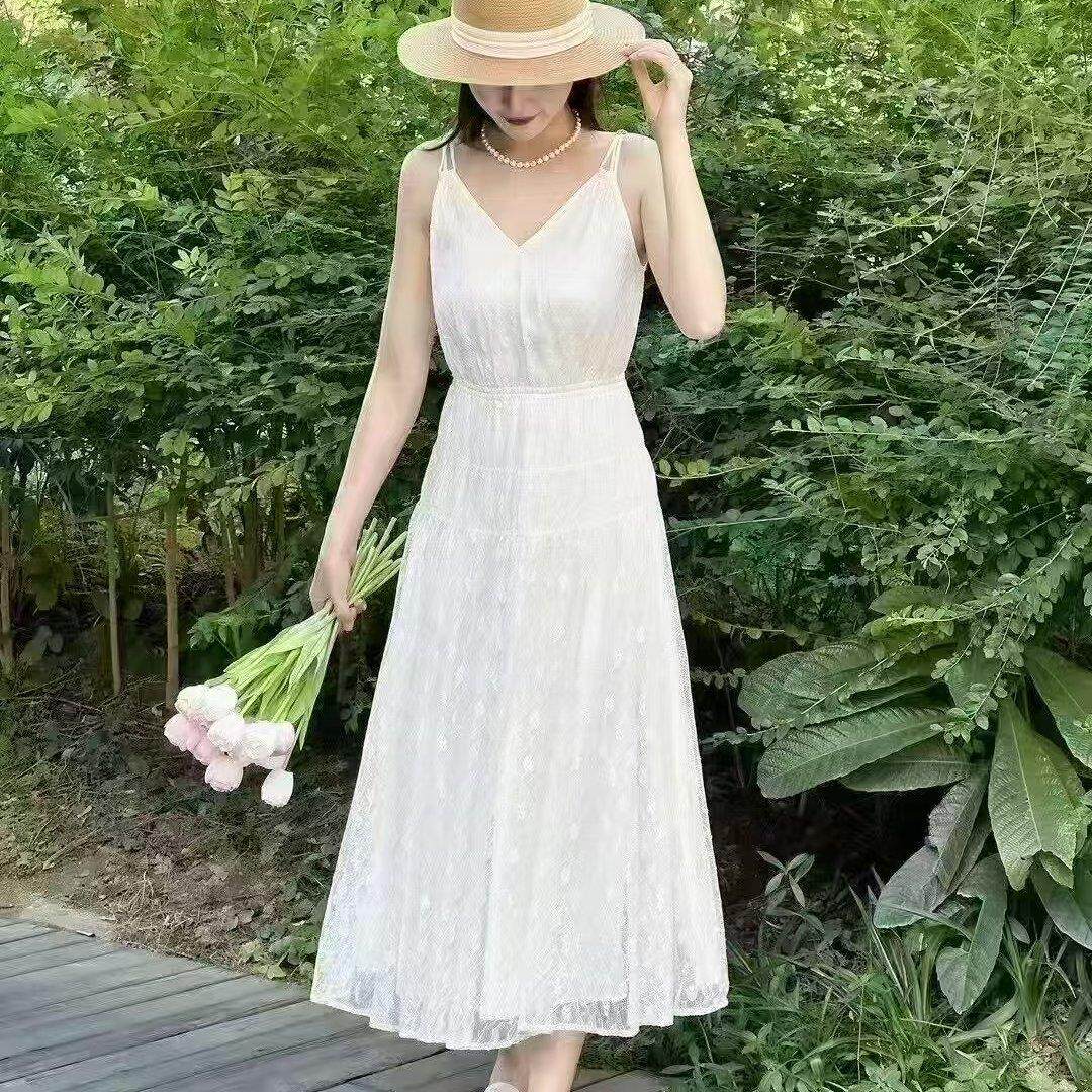 阿玛施女装正品2026夏装新款法式休闲无袖吊带装连衣裙女5500493