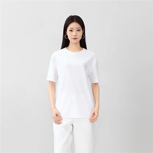 阿玛施女装2026夏装新款百搭高级感烫钻宽松短袖T恤女130091