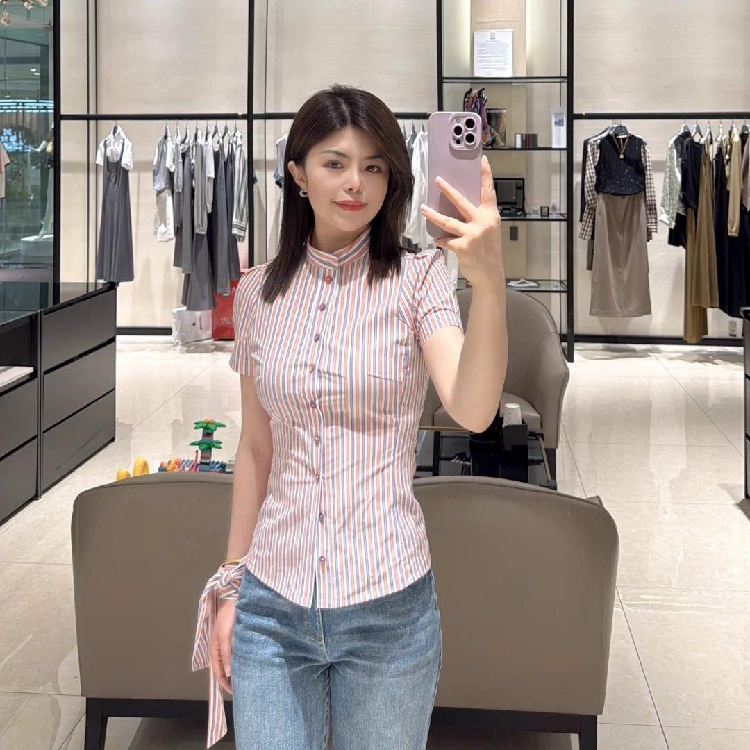 阿玛施女装夏复古娃娃领