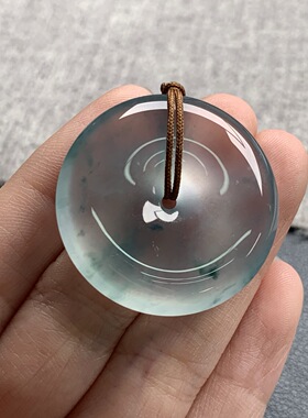 天然A货缅甸翡翠平安扣 尺寸 : 32.7-6.3