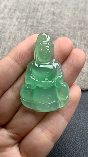 27.2 天然A货缅甸翡翠 42.9 尺寸 7.1 甜绿观音