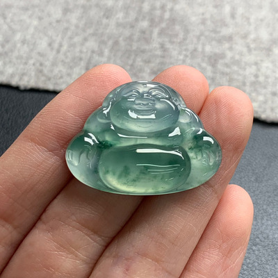 天然A货缅甸翡翠 佛公 尺寸 : 22.5-30.1-4.6