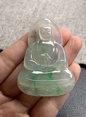 天然A货缅甸翡翠 观音 尺寸 : 56.1-39.2-4.8