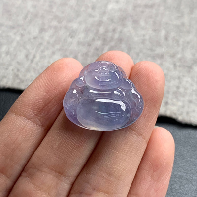 天然A货缅甸翡翠 紫罗兰佛公 尺寸 : 19.4-21.9-5.2