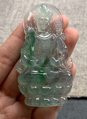 天然A货缅甸翡翠 虚空藏菩萨 尺寸 : 69.4-38.4-5.9