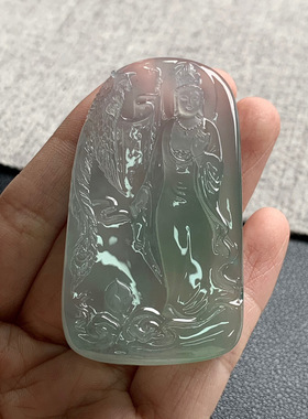 天然A货缅甸翡翠 观音 尺寸 : 61.1-34.4-5.9