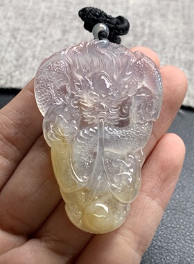 天然A货缅甸翡翠 黄翡龙牌 尺寸 : 54.6-35.4-5