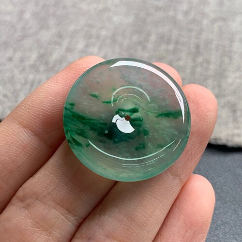 天然A货缅甸翡翠 平安扣 尺寸 : 26.5-4.9