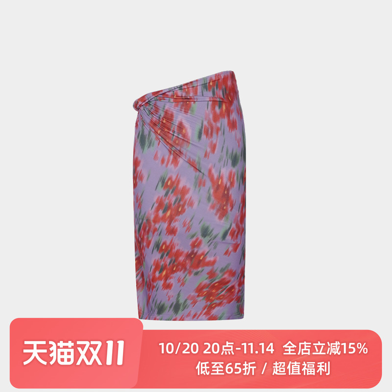 复古针织迷幻印花纽结半裙中裙