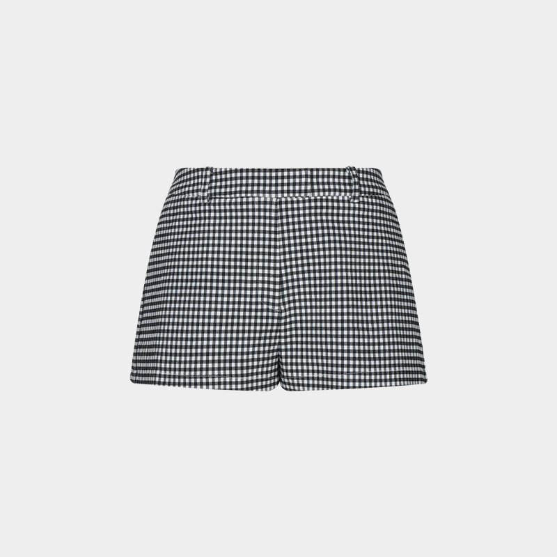 复古小千鸟格纹中低腰短裤