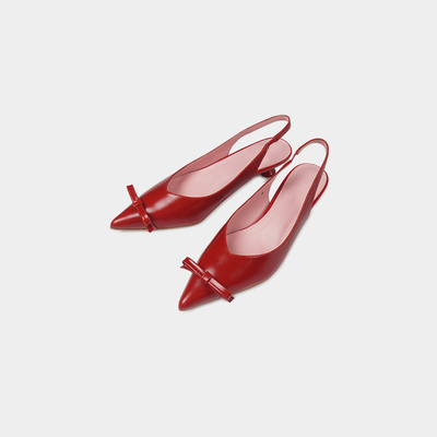 复古百搭真皮尖头猫跟鞋