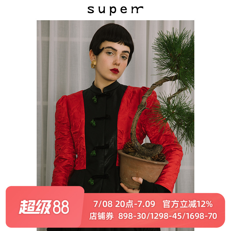 ss经典红色下摆俩面穿立领外套