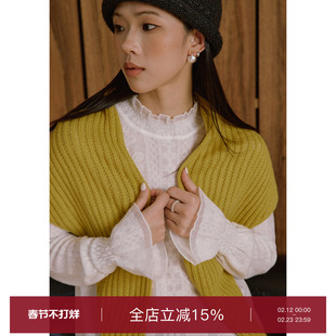 superr 时髦经必备 高耗时工艺羊毛桑蚕丝混纺蕾丝花边拼接打底衫