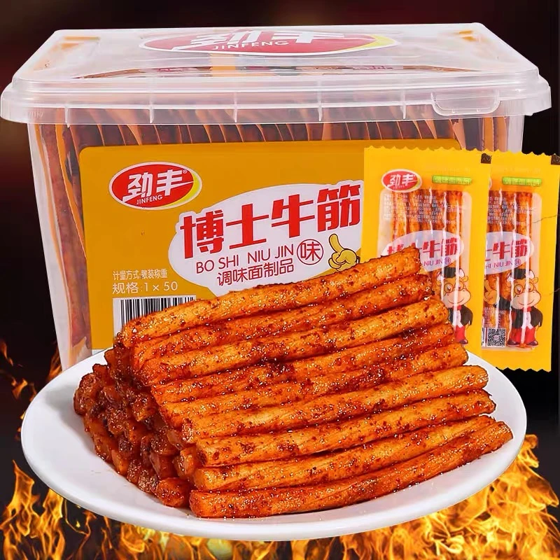 新人福利】劲丰博士牛筋辣条辣片麻辣8090后儿时怀旧豆筋零食美味
