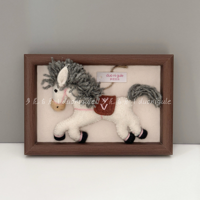 尼泊尔手工羊毛毡白色小马挂件