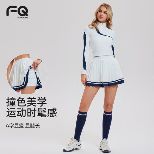网球风运动套装女立领长袖上衣春