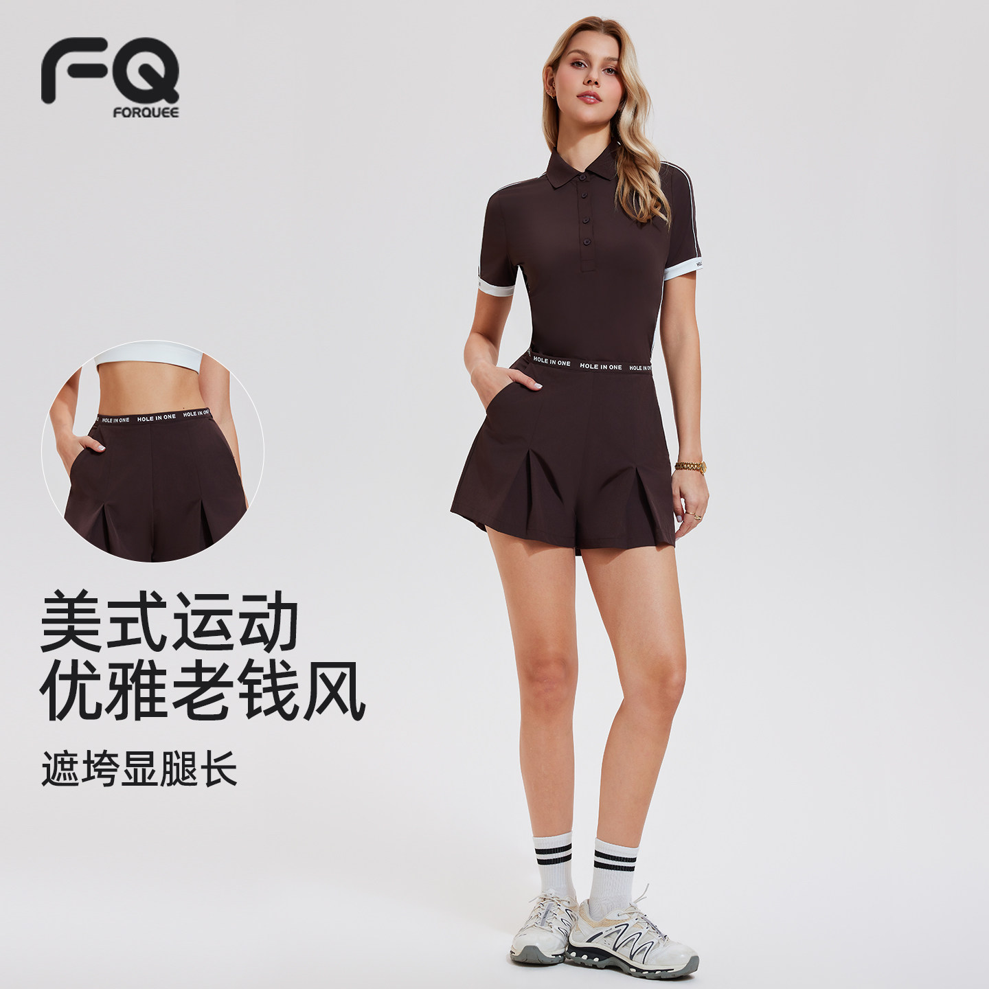 网球套装女夏季透气polo衫休闲跑步运动遮胯显瘦裙裤高尔夫两件套