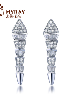 米莱珠宝18k金钻石耳环群镶0.564克拉显钻效果耳饰耳钉贵重定制