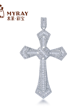 米莱珠宝18k金钻石吊坠女群镶0.985克拉显钻效果颈饰贵重定制