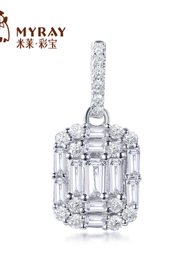 米莱珠宝18k金钻石吊坠群镶0.285克拉显钻效果颈饰项链贵重定制