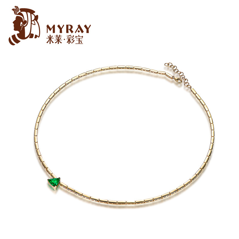 米莱珠宝天然哥伦比亚祖母绿项链 女18K金群镶嵌钻石吊坠彩宝定制