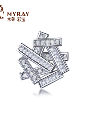 米莱珠宝18k金钻石吊坠群镶0.172克拉显钻效果颈饰项链贵重定制