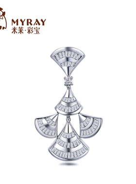 米莱珠宝18k金钻石吊坠群镶嵌0.385克拉显钻效果颈饰贵重定制