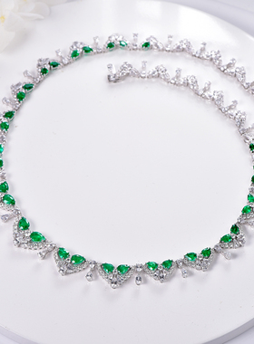 米莱珠宝 11.49克拉祖母绿 23.405克拉白蓝宝项链 18k金镶嵌 定制