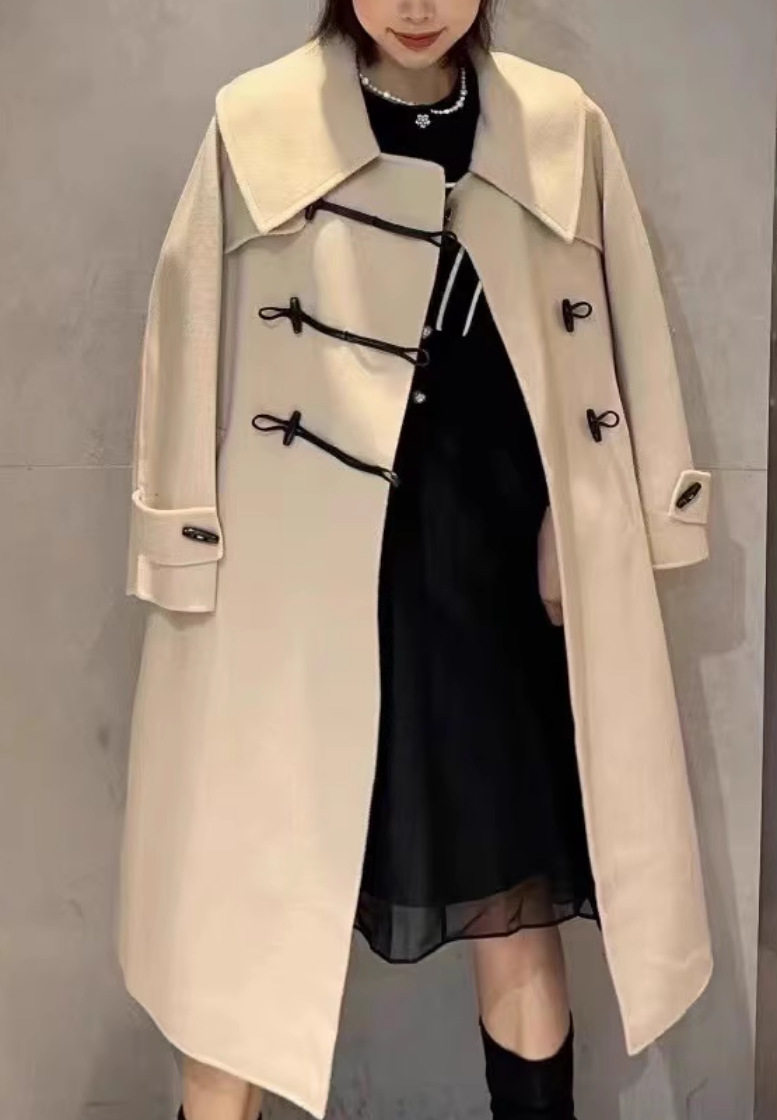 牛角扣双面羊驼绒大衣女加厚中长毛呢外套