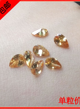 尖底 4*6MMCZ钻 人造宝石 DIY裸石  彩色锆石 梨形 美甲 宝石戒面