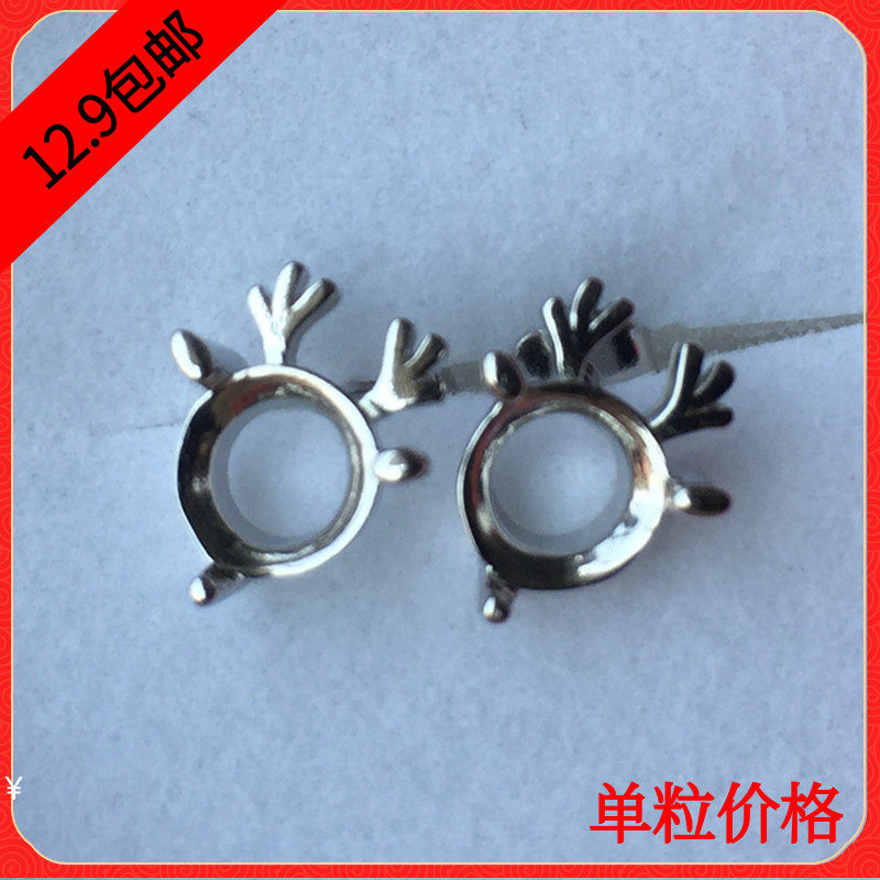 925银度白金耳钉空托6mm