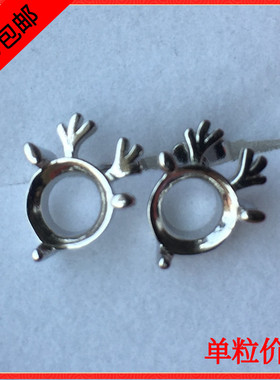 925银度白金耳钉空托6mm