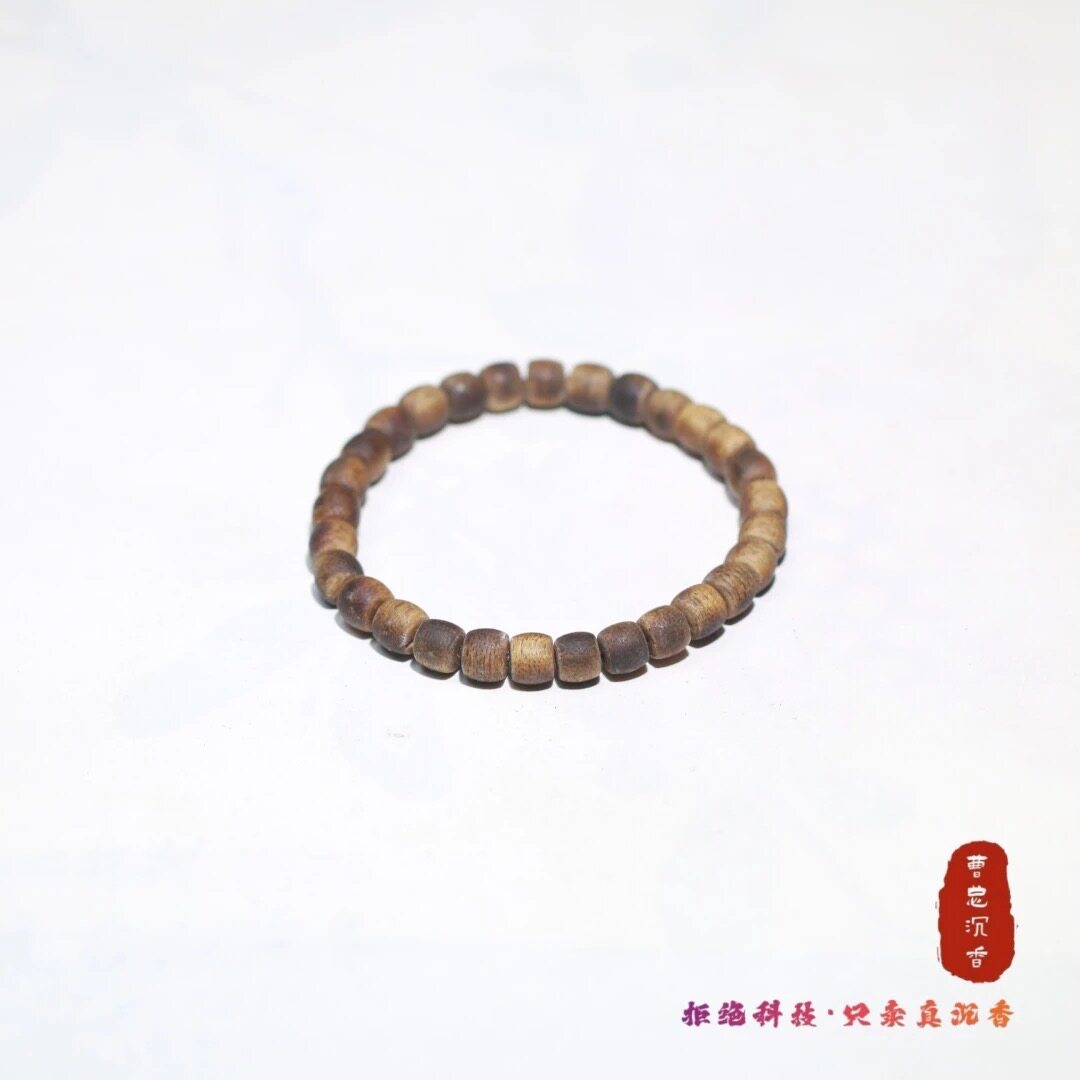 沉香手串沉水级木质佛珠单圈高端男士文玩手链女大颗粒