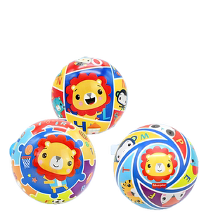 费雪彩印拍拍球一岁宝宝玩具球婴儿玩具婴幼儿童专用小皮球可啃咬