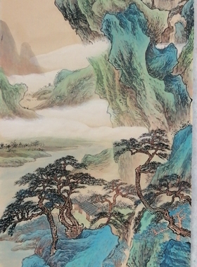 纯手绘国画山水画精品装饰画办公室挂画四尺四开68*34厘米