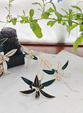 永安不停手工缠花兰花发饰