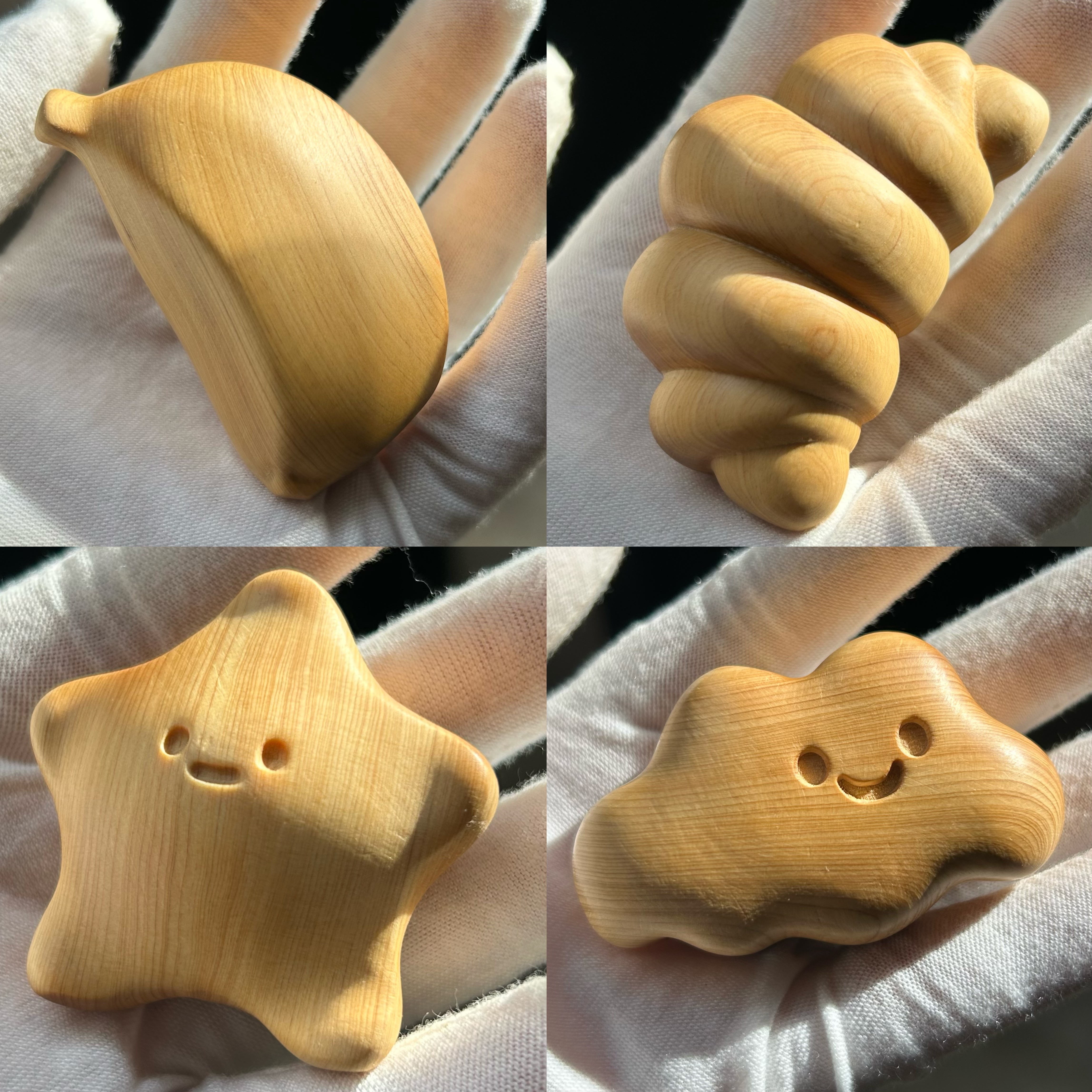 崖柏木雕原木圆凹手把件盘玩把玩件星星饼干面包屁屁星香蕉随型凹图片