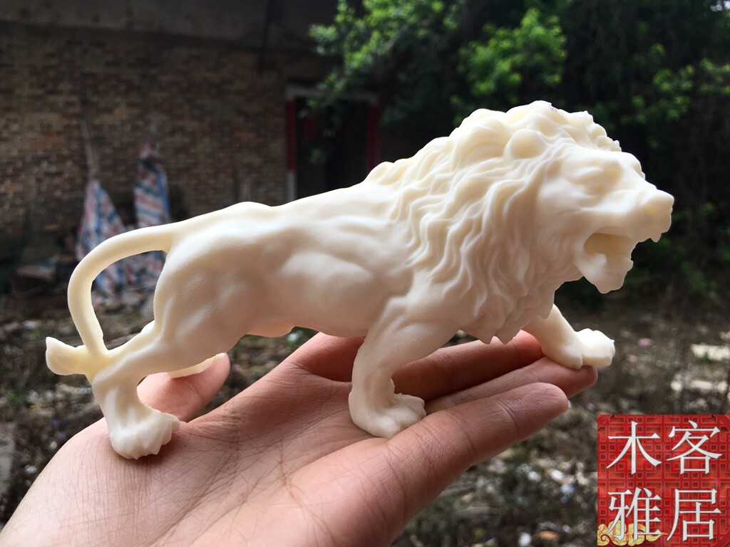 象牙果雕刻狮子雄狮车茶宠动物
