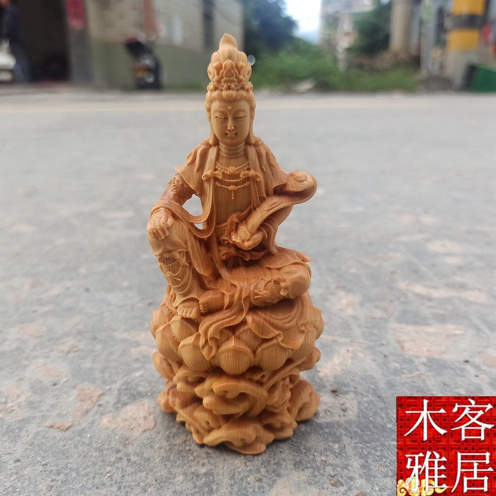 自在风供奉佛像如意观世音崖柏