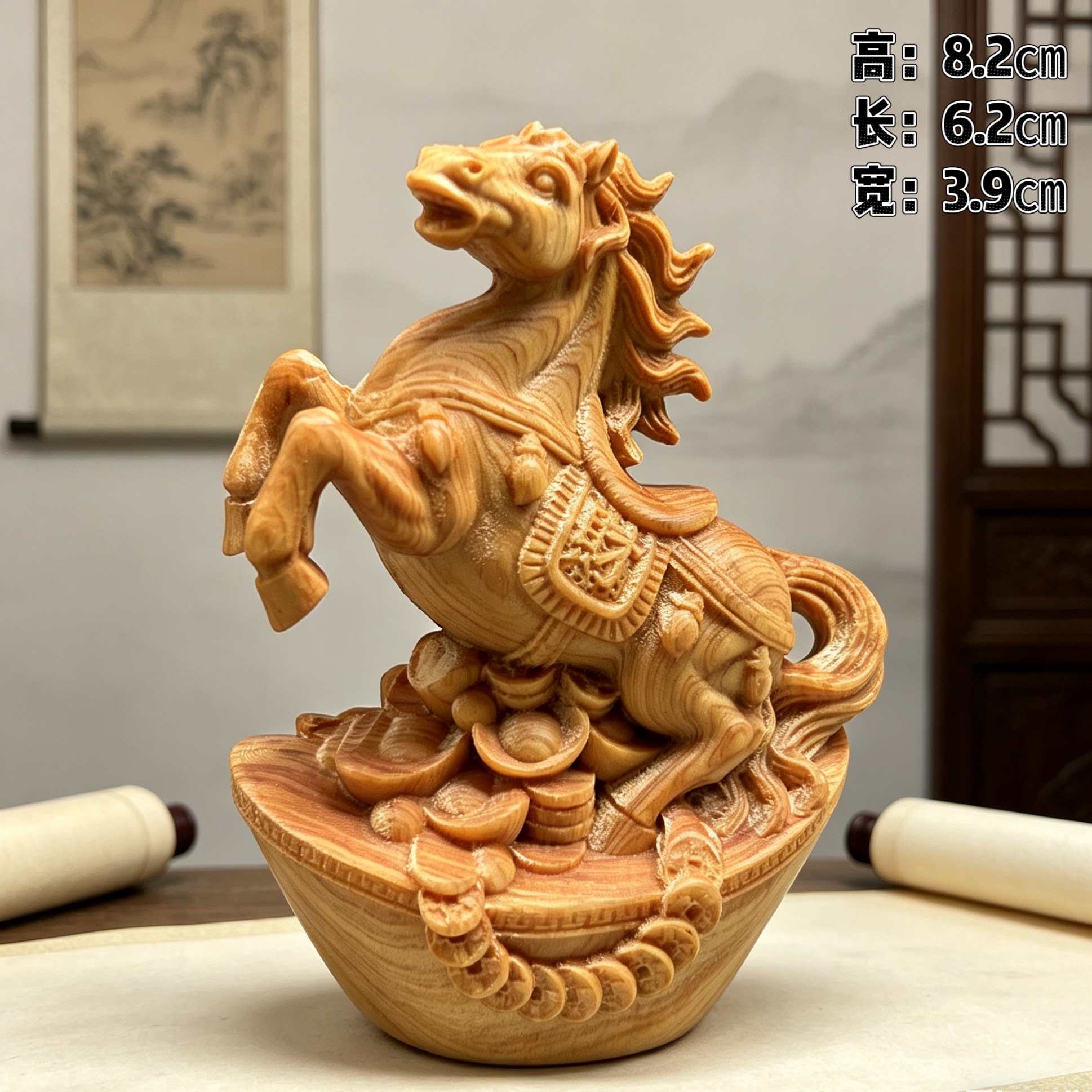 崖柏木雕马摆件实木十二生肖马到成功书房装饰工艺品手把玩件送礼图片