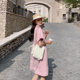 学院风甜美小个子衬衫领休闲连衣裙2025夏季新款Polo宽松显瘦抽绳，女装连衣裙，浙宝212A