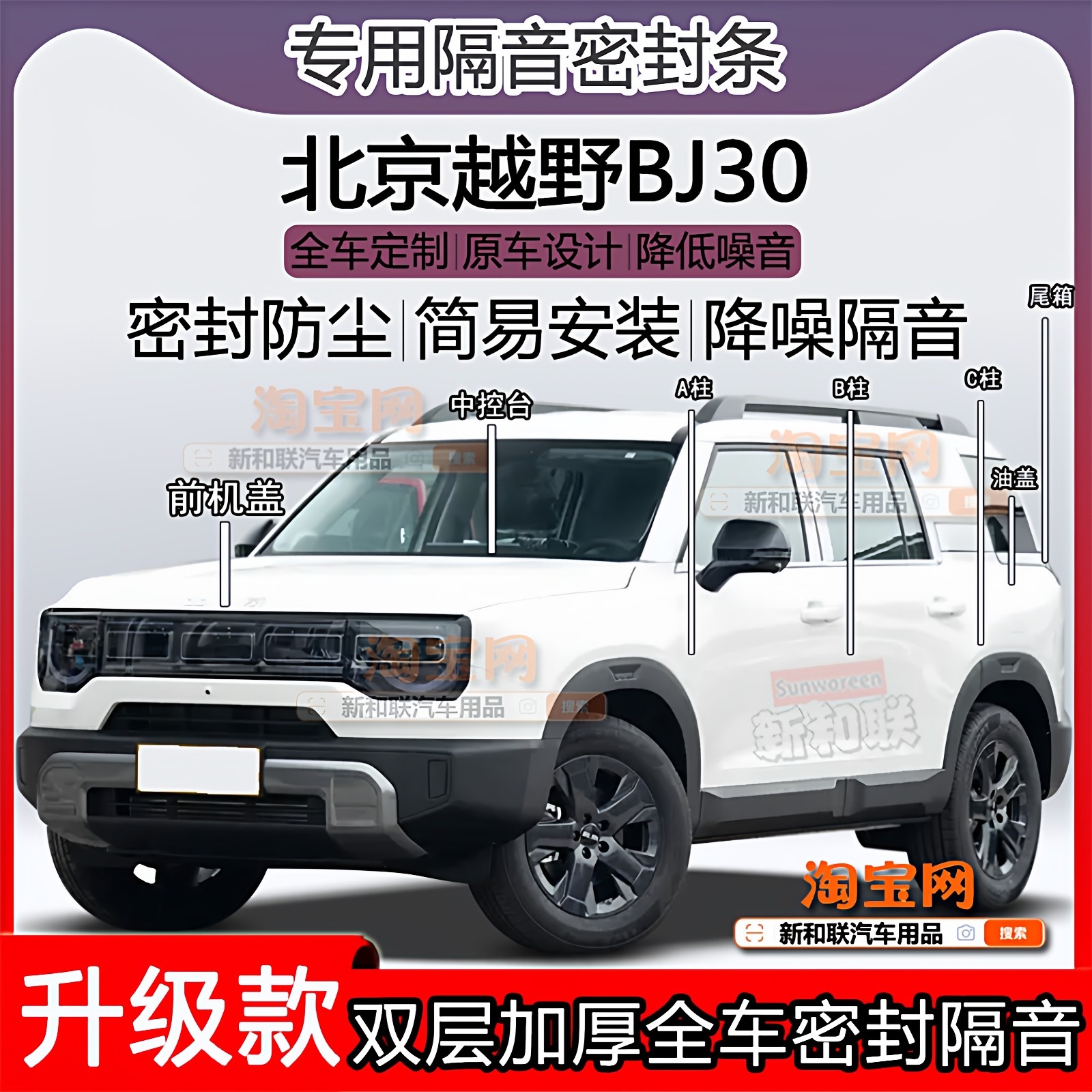 适用北京越野BJ30密封条全车门隔音ABC柱密封中控引擎盖机盖尾箱